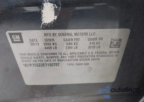 2014 Chevrolet Cruze Diesel z USA, uszkodzony, nr VIN 1G1P75SZ2E7100787